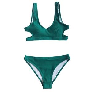 NWT Cupshe 2 Piece Cutout Top & High-Waist Bottom Bikini Set Swimsuit Small